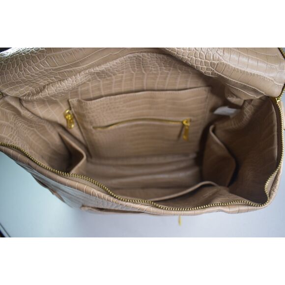 Fawn Designs The Original Diaper Bag Beige Tan Alligator Faux Leather Backpack - Picture 9 of 12